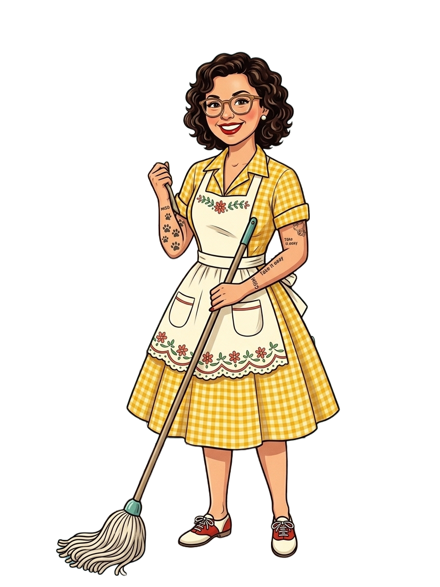Cherry Clean by Jo, 1950s inspired cleaning illustration